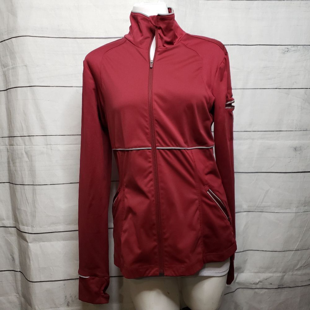 Athleta reflective track jacket maroon grey medium